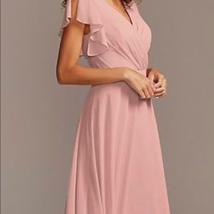Flutter Sleeve Full Skirt Bridesmaid Dress in Ballet